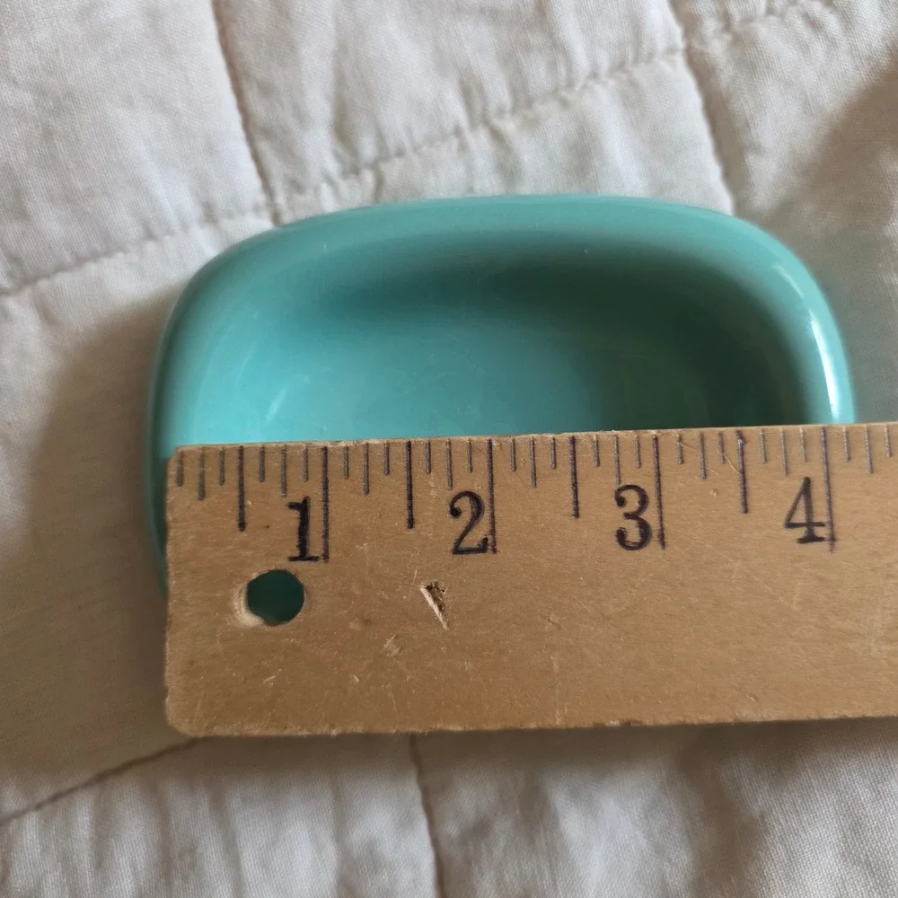 Vintage Ceramic Soap Dish Japan Teal Turquoise Mid Century Modern Retro